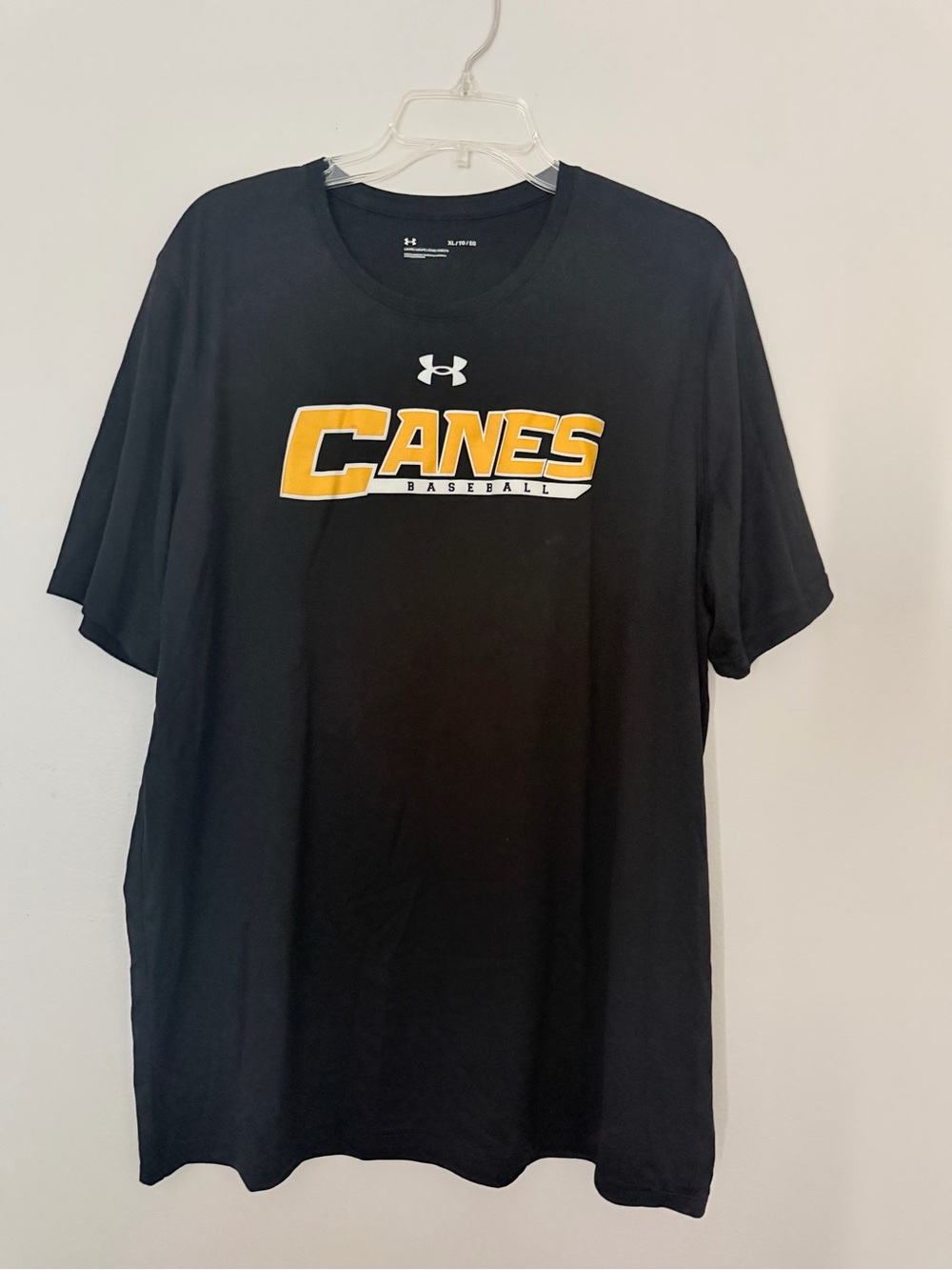 Under Armour Canes Baseball Black Performance T-Shirt Adult XL
